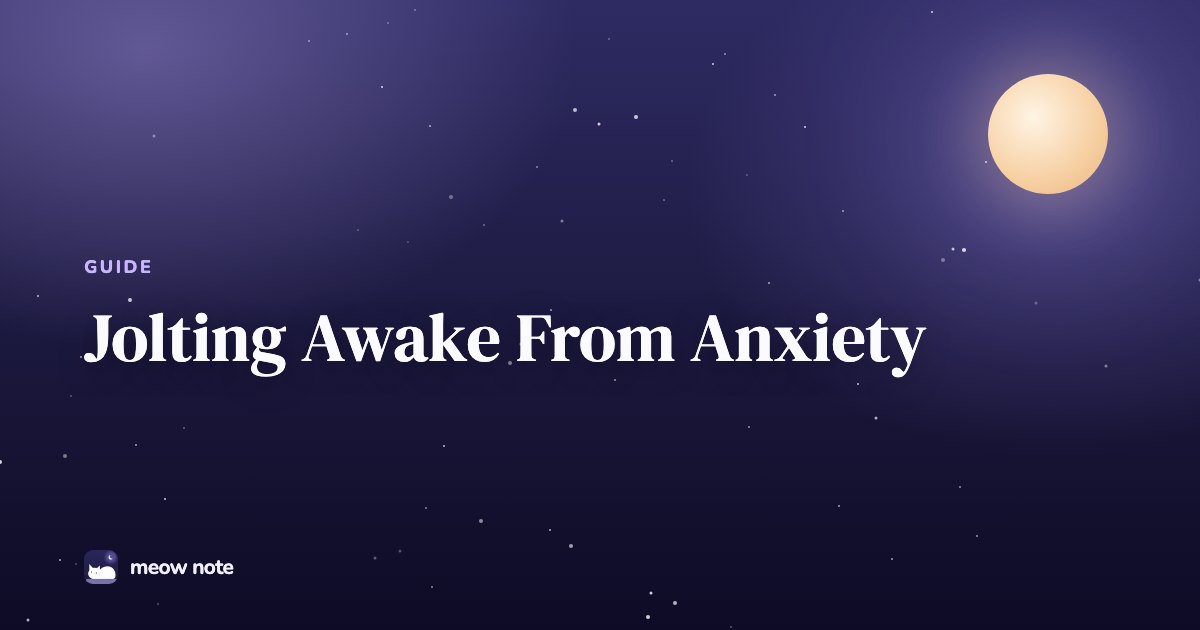 Dark bedroom scene with soft moonlight and the title Jolting Awake From Sleep Anxiety